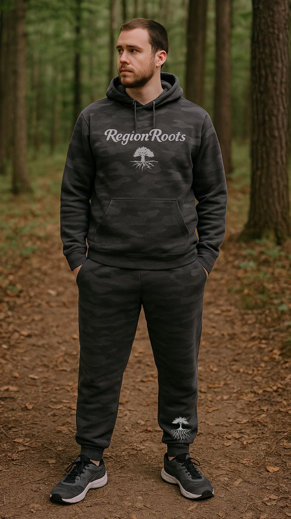 "Region Roots" Black Camo Hoodie